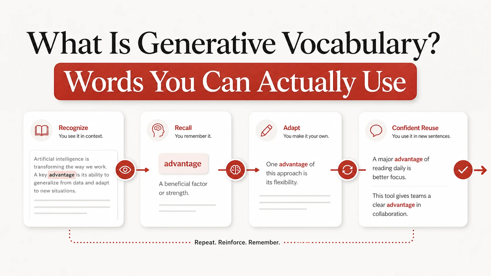 Receptive productive and generative vocabulary stages