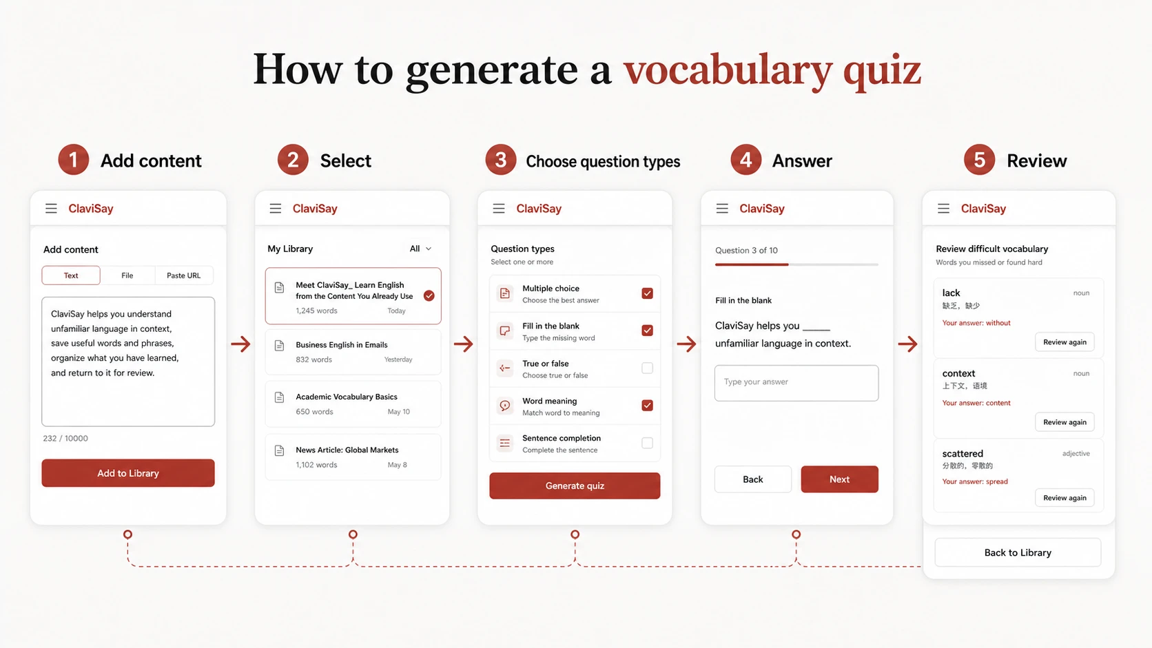 How to generate a vocabulary quiz